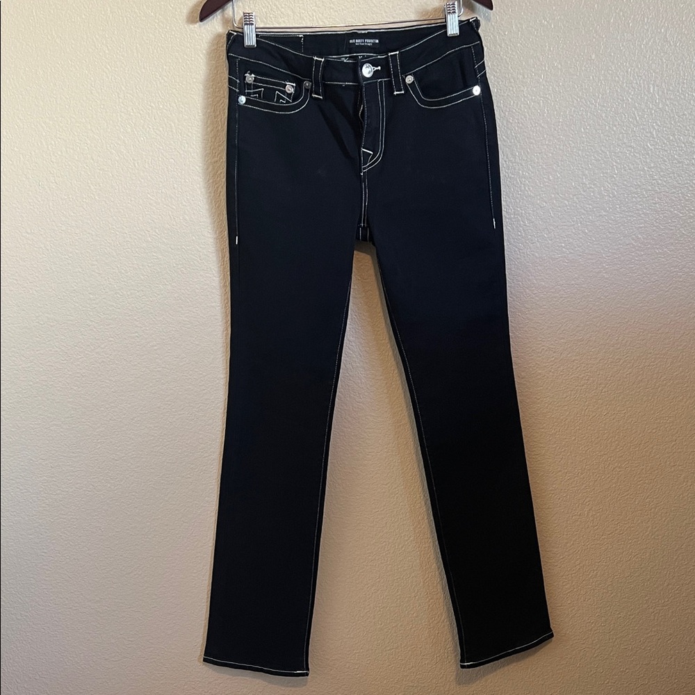 True Religion Women's Black Straight Leg Jeans